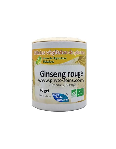 Boite De 60 Gélules De Ginseng Rouge Bio Panax Ginseng 330mg