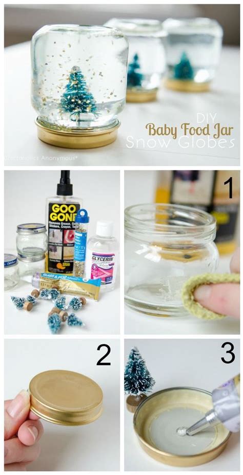 Diy Crafts Ideas How To Make Baby Food Jar Snow Globes These Make