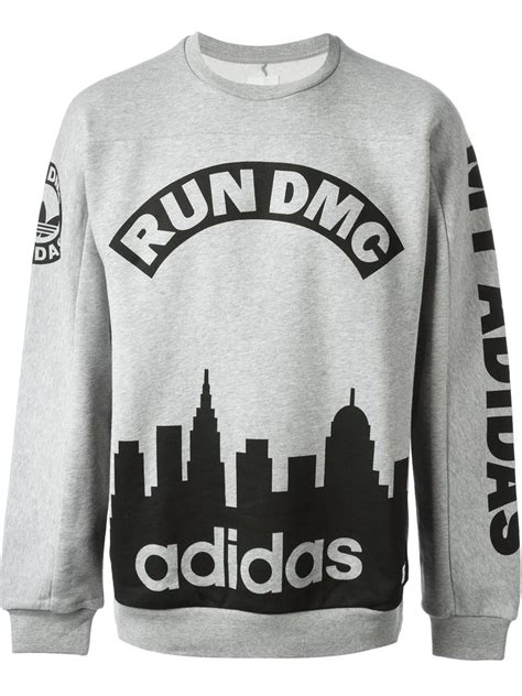 Adidas Run Dmc Sweatshirt In Gray For Men Lyst