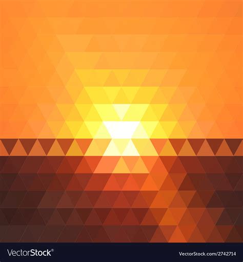 Abstract Sunset Geometric Triangle Background Vector Image