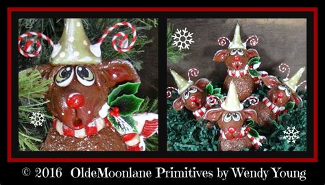 Hand sculpted clay reindeer ornaments www.oldemoonlane.com | Sculpting clay, Reindeer ornaments ...