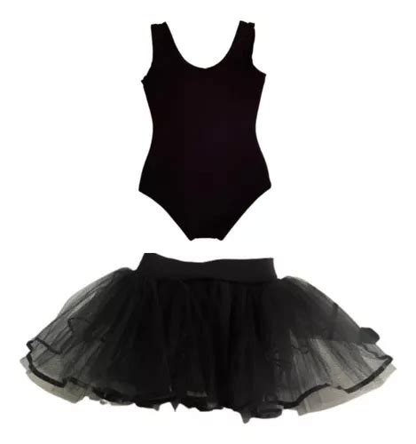 Kit Ballet Itens Collant Regata Preto E Saia De Tule Tutu