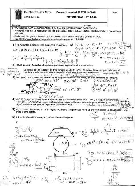 Examen Matematicas Eso