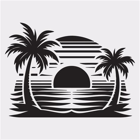 palm tree beach silhouette on white background 47817604 Vector Art at ...