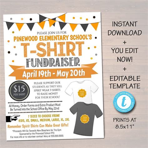 T Shirt Fundraiser Flyer Clothing T Shirt Sale Printable Sales Flyer