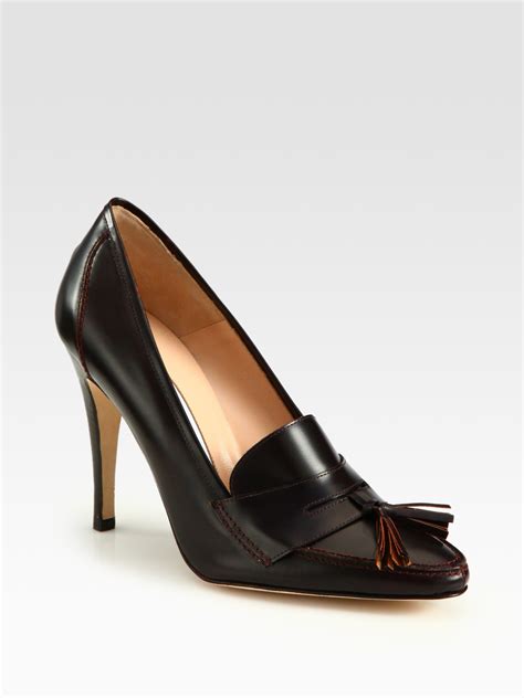 Manolo Blahnik Leather Loafer Pumps In Brown Lyst