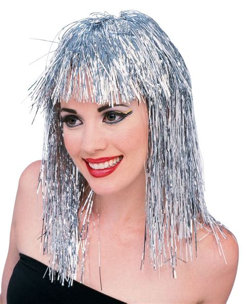 Silver Tinsel Wig Mardi Gras Costumes Hair Tinsel Glam Hair Wigs