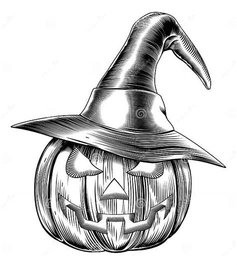 Vintage Halloween Witch Pumpkin Stock Vector Illustration Of Drawing