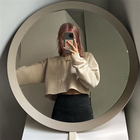 CROPPED NUDE SWEATSHIRT PLT Nude Cropped Depop