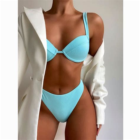 Acquista Costume Da Bagno Bikini Push Up A Vita Alta Costume Da Bagno