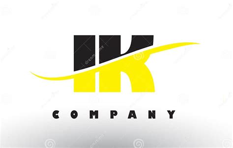 Ik I K Logotipos Negros Y Amarillos De La Letra Con Swoosh Ilustración Del Vector Ilustración