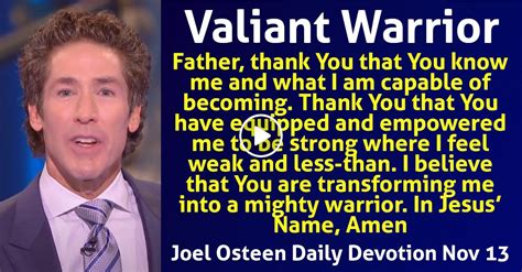 Joel Osteen November 13 2023 Daily Devotional Valiant Warrior