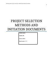 Fwd Assignment Edited Docx Running Head Project Selection Methods