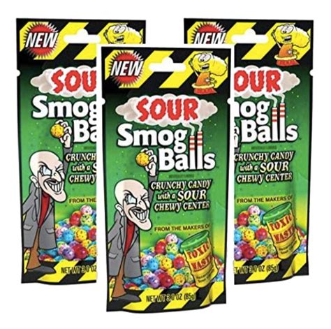 Toxic Waste Sour Smog Balls Crunchy Candy With A Sour Chewy Center