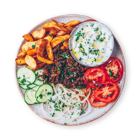 wurziger gyros teller mit kartoffelecken von feastr