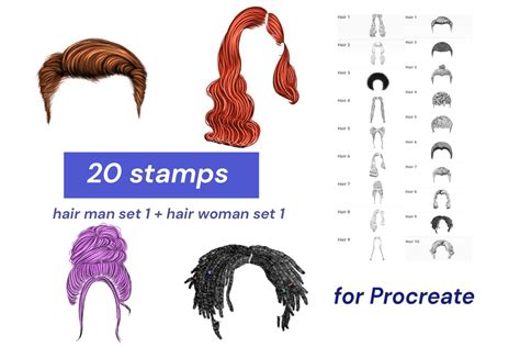 Procreate Hair Stamps Set Set Graphic By Nastyafrim