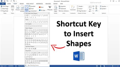 Shortcut Key To Insert Shapes In MS Word YouTube