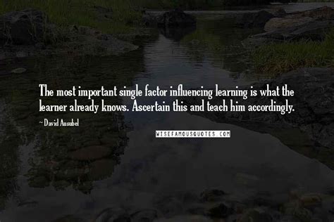 David Ausubel Quotes: The most important single factor influencing learning is what the learner ...