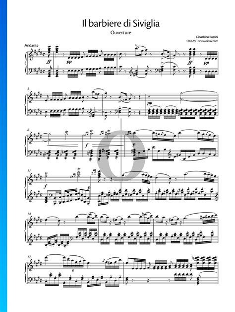 The Barber Of Seville Overture Gioachino Antonio Rossini Piano Sheet