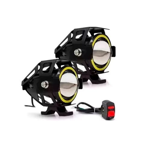 Par Farol Milha Led Auxiliar Moto U Neblina Forte Potente Shopee Brasil