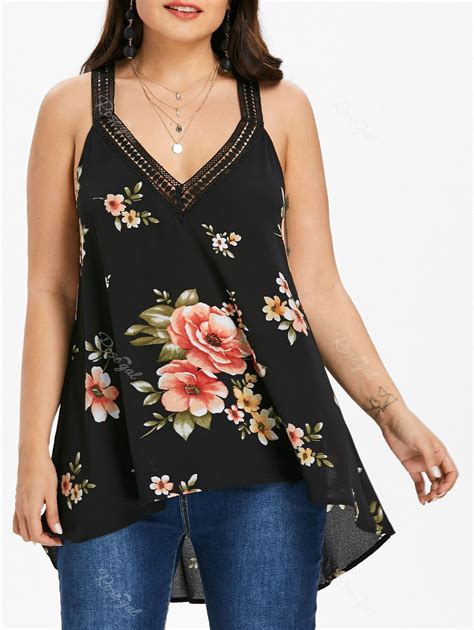 Off Rosegal Plus Size V Neck High Low Tank Top Rosegal