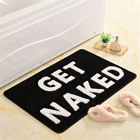 Get Naked Bath Mat Cute Black And White Bathroom Rugs Funny Non Slip Bathtub Decor Mats Super