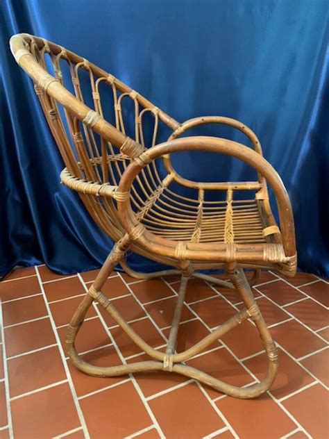 Vintage Mid Century Pier 1 Rattan Chair With Bonus Rattan Etsy