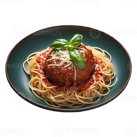 Ai Generated Spaghetti Meatball Topped With Parmesan And Basil Isolated