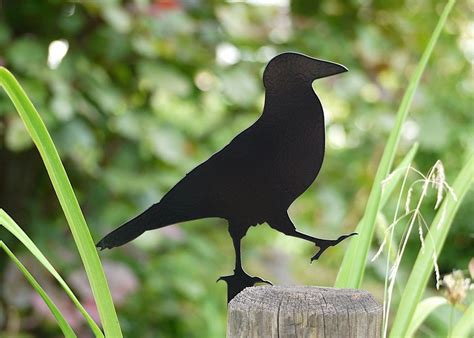 Crow Garden Sculpture Bird Lawn Ornament Yard Art