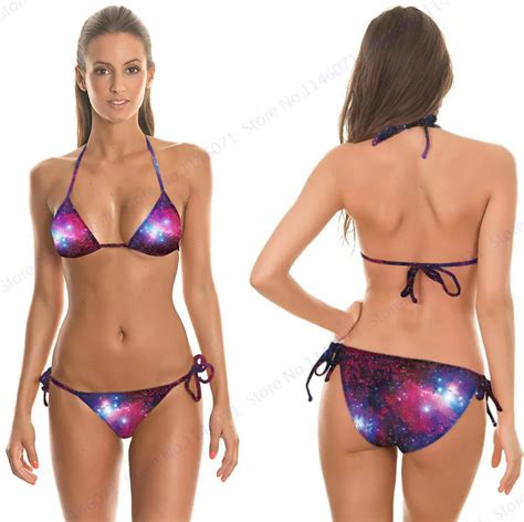 Gwiaździsta noc zestawy Bikini Galaxy gwiazda Bikini zestaw fioletowy