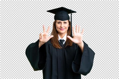 Premium Psd Middle Age University Graduate Woman Over Isolated