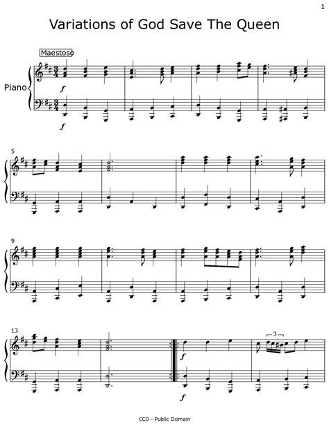 Variations Of God Save The Queen Sheet Music For Piano