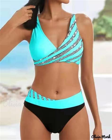 Olivia Mark Rhinestone Embellished V Neck Bikini Set Artofit