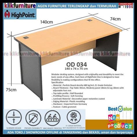 Jual MEJA KANTOR MEJA TULIS MEJA KERJA HIGHPOINT ONE OD 034 140CM Di