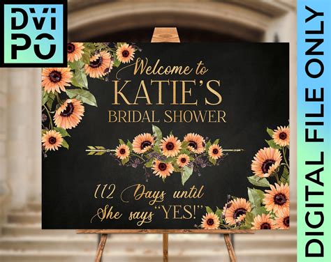 Sunflower Bridal Shower Poster In White And Black Etsy