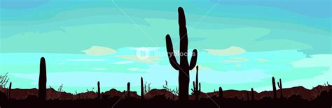 Desert Landscape With Cactus Vector Illustration Royalty Free Stock Image Storyblocks