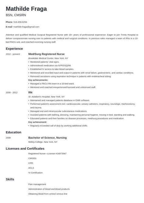 Medical Surgical Nurse Resume Sample [Job Description Tips]