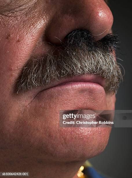 Nose Hair Growing Into Senior Mans Moustache Closeup High Res Stock