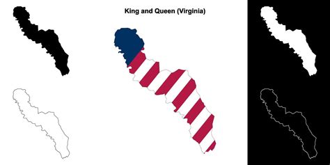 King And Queen County Virginia Outline Map Set 43224011 Vector Art At