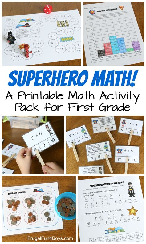 Superhero Math A Printable Math Activity Pack For First Grade Frugal