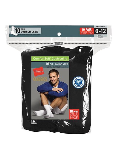 Hanes Classics Men's White Crew Socks 10-Pack - Walmart.com