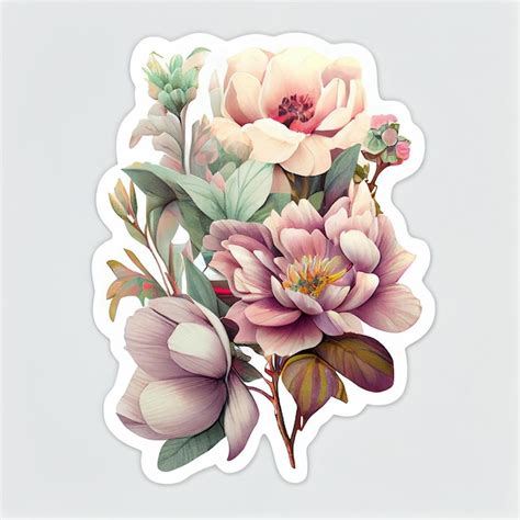 Premium Photo | Abstract aesthetic flower sticker digital illustration ai