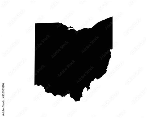 Ohio US Map. OH USA State Map. Black and White Ohioan Buckeye State ...