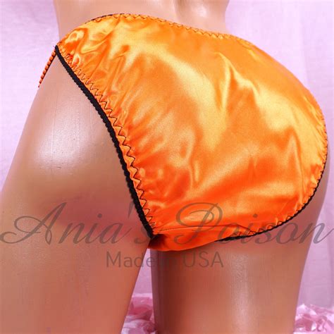 Halloween Satin String Bikini Orange Vtg Style Wetlook Women S Sissy Panties Ebay