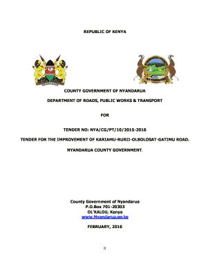 Fillable Online Nyandarua Go REPUBLIC OF KENYA BNyandaruab County