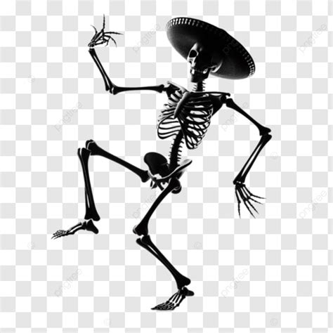 Esqueletos Del Dia De Los Muertos Bailando Con Sombrero PNG Dibujos