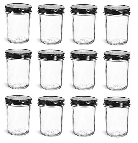 Nakpunar Pcs Oz Mason Jars With Black Lids Glass Mason Jars