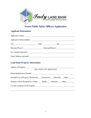 Fillable Online Indy City Of Indianapolis Indy Land Bank Indy Fax