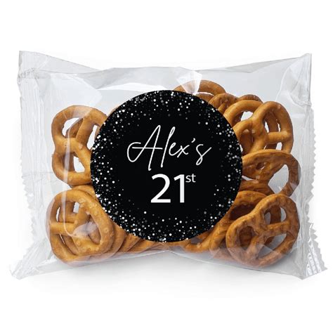 Shop Black And White Confetti Personalised Pretzel Bags