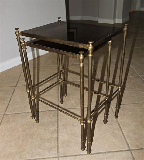 French Brass Mirrored Tops Nesting Or Side Tables For Sale At 1stdibs